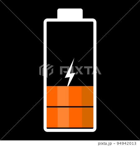 An illustration of a discharging battery. Orange color. Vector image 94942013