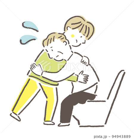 ヤングケアラー　トイレ介助をする男子学生 94943889