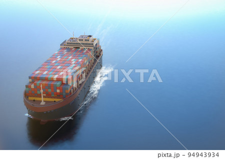 Cargo ship or vessel with containers in ocean Cargo ship or vessel with containers in ocean 94943934