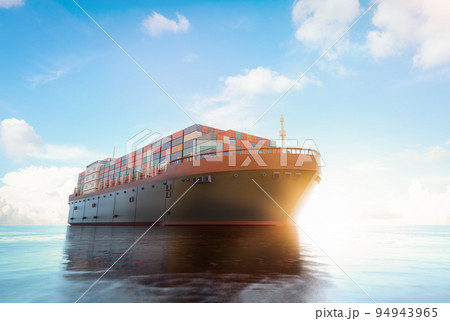 Cargo ship or vessel with containers in ocean 94943965