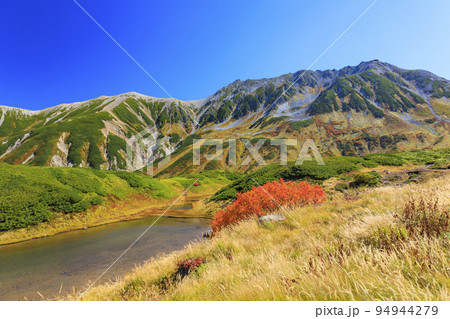 紅葉見頃な立山黒部アルペンルート　室堂平からの立山連峰 94944279