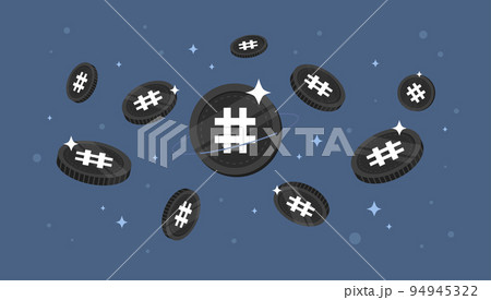 Reserve Rights (RSR) coins falling from the sky. RSR cryptocurrency concept banner background. 94945322