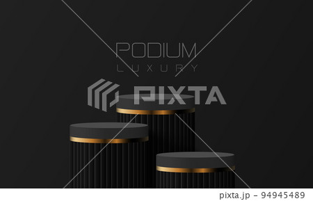 Abstract black gold podium empty room 3d shape design for product display presentation studio concept minimal wall scene vector 94945489