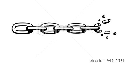 Broken chain with shatters as symbol of strength and freedom. Sketch of metal chains. Vector illustration Broken chain with shatters as symbol of strength and freedom. Sketch of metal chains. Vector illustration 94945581