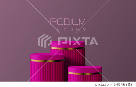 Abstract pink gold podium empty room 3d shape design for product display presentation studio concept minimal wall scene vector 94946308
