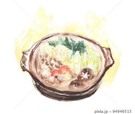 水彩で描いた寄せ鍋のイラスト 水彩で描いた寄せ鍋のイラスト 94946515
