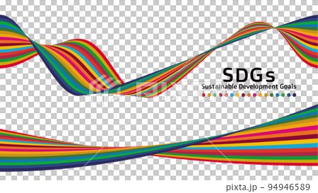 可持續發展目標 它是一種 17 色絲帶藝術，是 SDGs 設計矢量的概念色 94946589