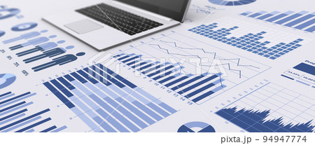 ビジネス資料とノートパソコン、ビジネスインテリジェンス 94947774