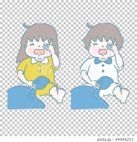 昏昏欲睡的女孩和男孩（現代色） 94948251