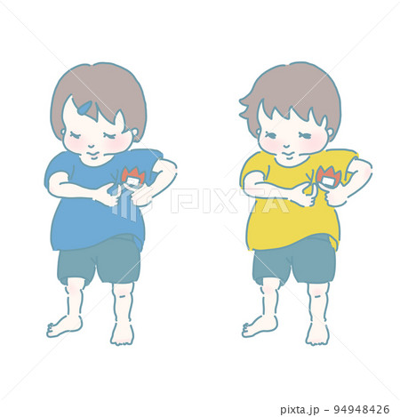 名札を付ける女の子と男の子(モダンカラー) 名札を付ける女の子と男の子(モダンカラー) 94948426