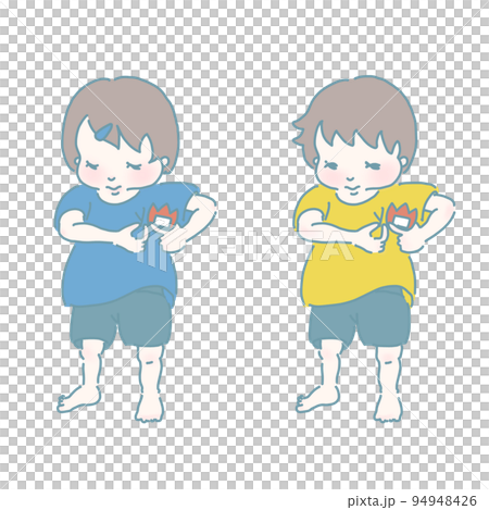 名札を付ける女の子と男の子(モダンカラー) 名札を付ける女の子と男の子(モダンカラー) 94948426