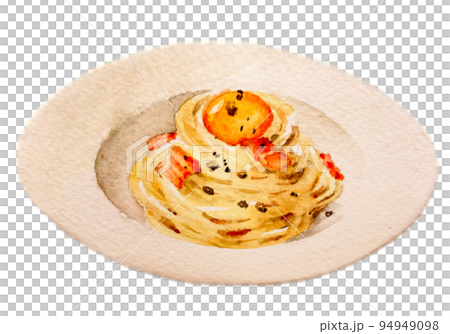 手描きパスタ水彩 カルボナーラ 手描きパスタ水彩 カルボナーラ 94949098