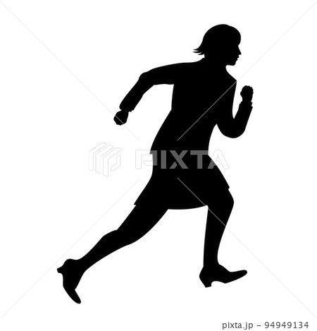走るビジネスウーマンのシルエット 94949134