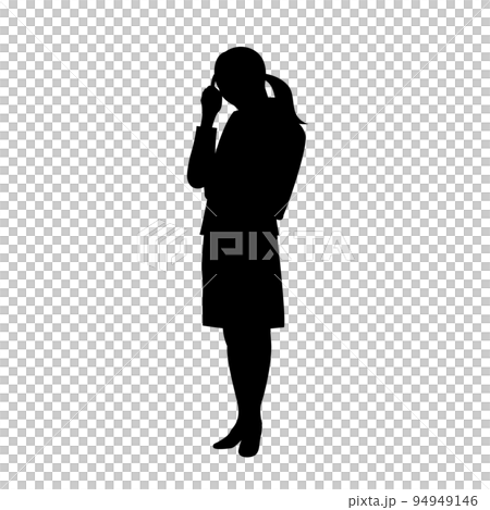 Silhouette illustration of a worried business woman 94949146