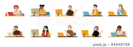 Call center operator customer support isolated set 94949798