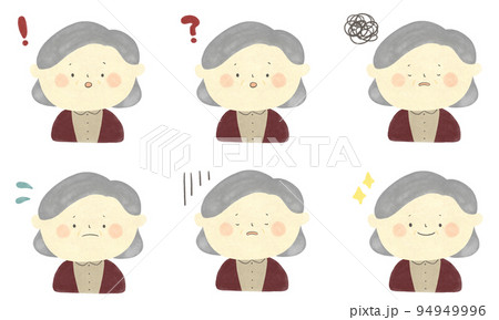 色々な表情をする中高年の女性 手描きイラスト素材 色々な表情をする中高年の女性 手描きイラスト素材 94949996