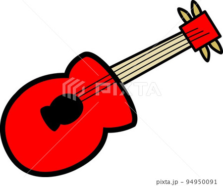 シンプルでかわいいロックっぽい赤いエレキギターのイラスト 94950091