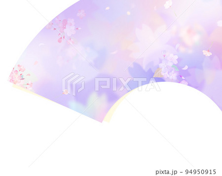 桜と扇をモチーフとした和風素材 94950915