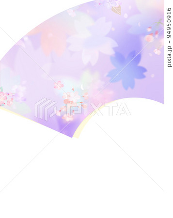 桜と扇をモチーフとした和風素材 94950916