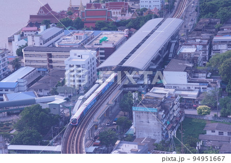 タイ王国サムットプラカーン県の風景、電車、俯瞰写真 タイ王国サムットプラカーン県の風景、電車、俯瞰写真 94951667