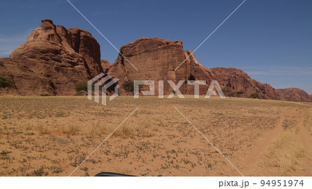 Abstract Rock formation at plateau Ennedi near Aloba arch in Chad 94951974