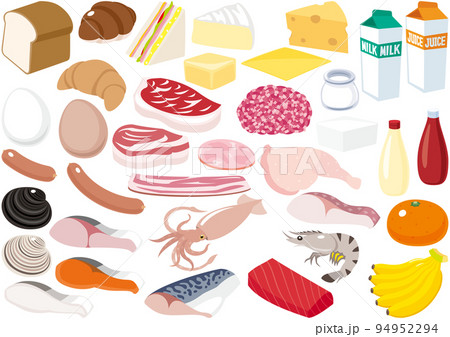 いろいろな食材のシンプルなイラストセット 94952294