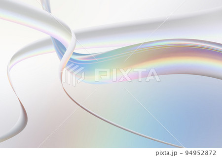 透明感のある美しい虹色の波線のオブジェクトのアブストラクト 94952872