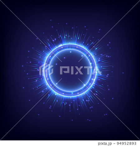 Circle lighting. Glowing swirl light effect. Futuristic flame swirl universe trail effect. Power energy of circular element. Luminous sci-fi. Shining neon lights cosmic. LED color 94952893