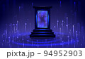 Portal to another universe with lightning. Teleport podium. Sci-fi magic gate in game fantasy. Podium for showing and display 94952903