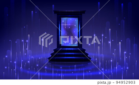 Portal to another universe with lightning. Teleport podium. Sci-fi magic gate in game fantasy. Podium for showing and display 94952903