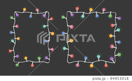 Colored light bulbs frames set on a dark...のイラスト素材 [94953018] - PIXTA