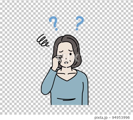 視力が悪くなる中年の女性　視えない　眼　老眼　視界がぼやける　症状　イラスト 94953996