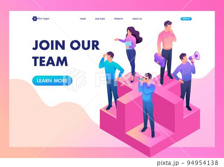 Isometric bright concept join our team, we need professionals. Template Landing page 94954138