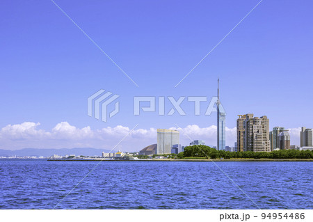 夏空と福岡タワー　福岡の絶景 94954486