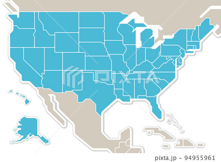 アメリカ合衆国の地図　50州分け　北アメリカ 94955961