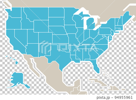 アメリカ合衆国の地図　50州分け　北アメリカ 94955961