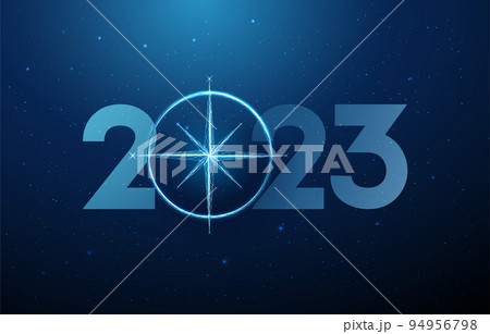Abstract Happy 2023 New Year greeting card with compass Abstract Happy 2023 New Year greeting card with compass 94956798
