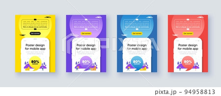 Poster frame with phone interface. 80 percent discount tag. Sale offer price sign. Special offer symbol. Cellphone offer with quote bubble. Discount message. Vector 94958813