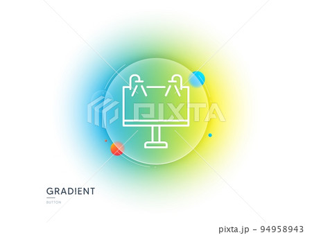 Road Ads banner line icon. Gradient blur button with glassmorphism. Advertisement symbol. Business offer sign. Transparent glass design. Road banner line icon. Vector 94958943