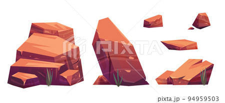 Set of cartoon stones isolated on white background Set of cartoon stones isolated on white background 94959503