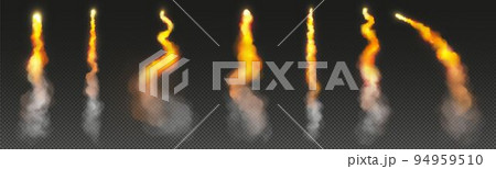 Rocket fire smoke trail, spacecraft startup launch Rocket fire smoke trail, spacecraft startup launch 94959510
