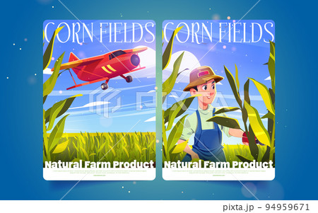 Natural farm products cartoon posters with farmer Natural farm products cartoon posters with farmer 94959671