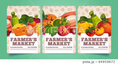 Farmers market posters with farm produce Farmers market posters with farm produce 94959672