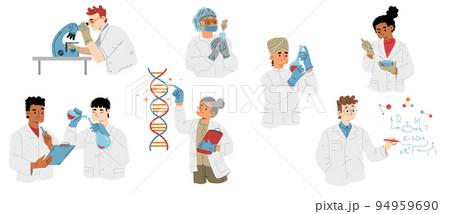 Scientists research in lab isolated vector set 94959690