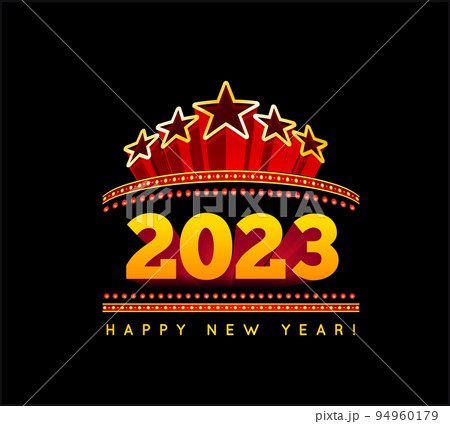Congratulations on the new year 2023 in the marquee style, Vector illustration on black Congratulations on the new year 2023 in the marquee style, Vector illustration on black 94960179
