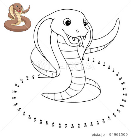 Dot to Dot Cobra Isolated Coloring Page for Kids 94961509
