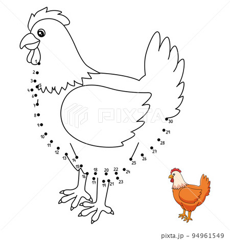 Dot to Dot Chicken Isolated Coloring Page for Kids Dot to Dot Chicken Isolated Coloring Page for Kids 94961549