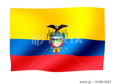 바람에 두들겨 · 물결 치는 국기 일러스트 | 에콰도르 - 스톡일러스트 [94961682] - Pixta