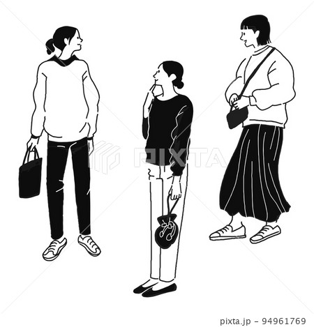 おしゃれな女性のベクター線画 94961769