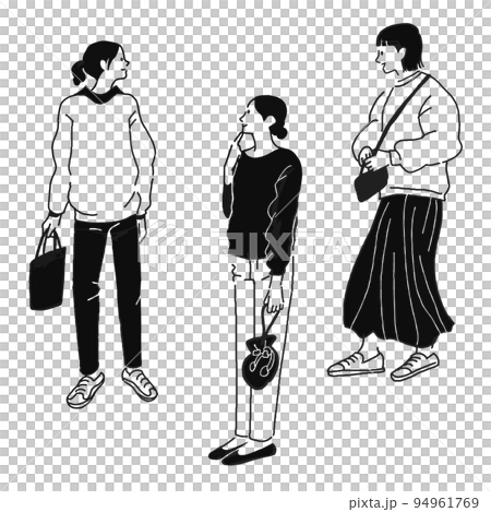 Vector line drawing of a fashionable woman 94961769